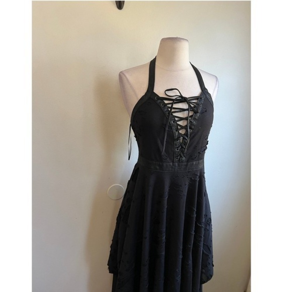 Killstar Badlands midi dress distressed mesh laceup Large - Picture 6 of 9